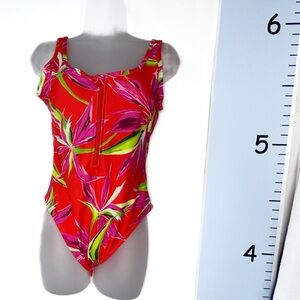Old Navy Orange Hawaiian Floral 1PC Swimsuit Medium NWT‎